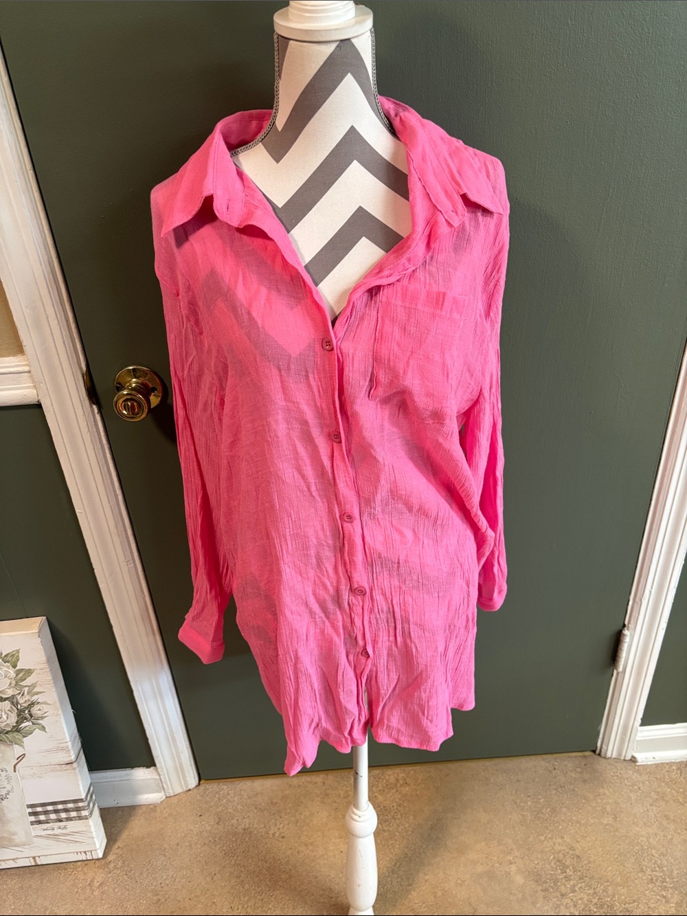 Relaxed Pink Button-Down Shirt